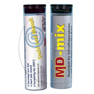 MD-Mix Stahl, Epoxyharz Reparatur-Kitt / Gewicht = 56,00 g - MD-Mix repariert ...