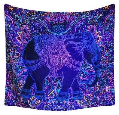 UV/ Schwarzlicht aktives Wandtuch "Indischer Elefant" in 3 Größen (Wandteppich)