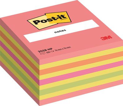 Post-it® 2028NP Haftnotiz-Würfel - 76 x 76 mm, neonpink