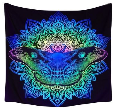 UV/ Schwarzlicht aktives Wandtuch "Magischer Schmetterling" in 3 Größen (Wandteppich)