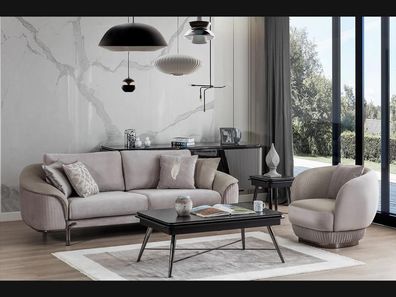 Komplett Set 2tlg Sessel Design Dreisitzer Sofa Wohnzimmer Luxus Design