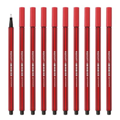 Fineliner Set 10 Stifte Rot metalleingefasste Spitze schnelltrocknende Tinte