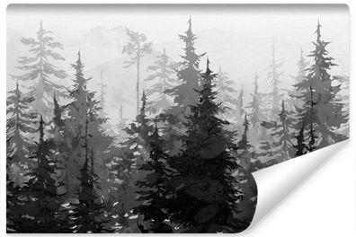 Muralo Vlies Selbstklebende Fototapete Schwarz-Weiß WALD Bäume Natur Wandtapete
