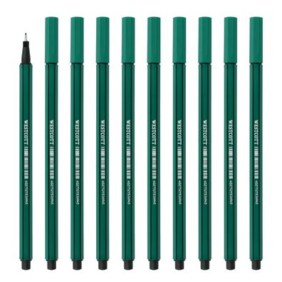 Fineliner Set 10 Stifte Grün metalleingefasste Spitze schnelltrocknende Tinte