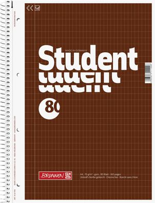 Brunnen 1067943 Collegeblock Student A4 5 x 9 mm rautiert Deckblatt: braun