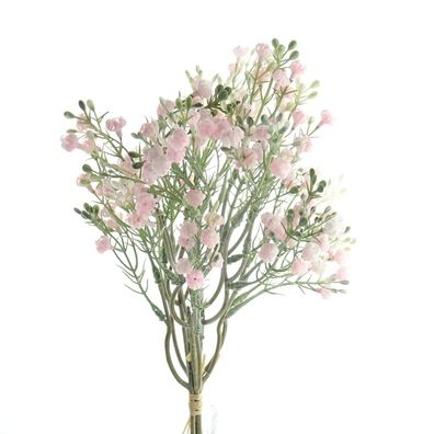 DEKO® Florale Schleierkraut-Sträußchen Rosa 37 cm aus 5 Stielen - Kunstblumen