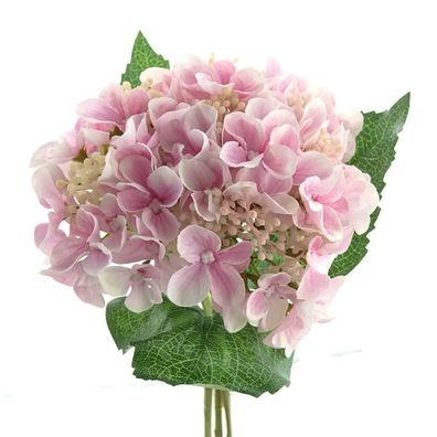 GASPER Hortensienblüten Rosa 34 cm im 3er Bund - Kunstblumen