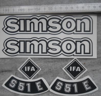 Simson, Aufkleber, IFA, Seitendeckel, Tank, S51 Enduro , Schwarz, transparenter HG