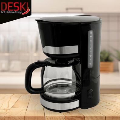 DESKI Kaffeemaschine 1,5 Liter Kaffeeautomat schwarz 1000Watt Tropfschutz Kaffee