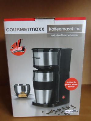 Gourmet maxx Single Kaffeemaschine mit Thermobecher schwarz