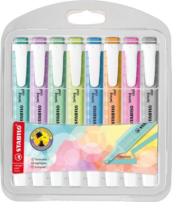 Stabilo® 275/8-08-2 Textmarker swing® cool Pastel - Etui mit 8 Stiften, sortiert