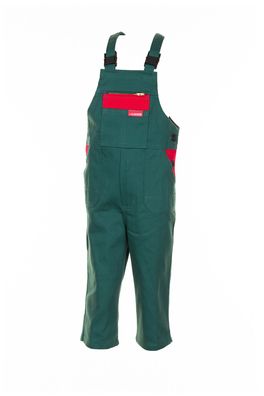 Arbeitshose Kinder-Latzhose Kinderbekleidung mittelgrün/ mittelrot Größe 110/116
