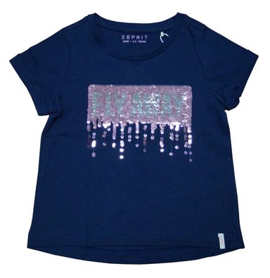 ESPRIT Mädchen T-Shirt mit Pailletten, blau / silber-pink, Gr. 92/98