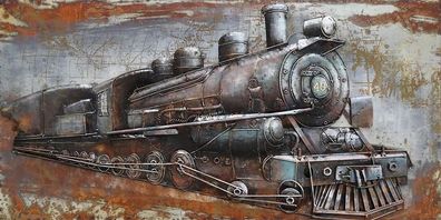 Handgefertigtes Metallbild Railroad ca 140x70 cm