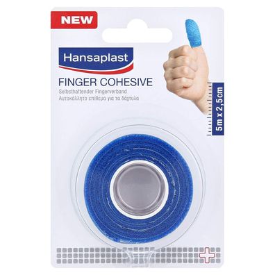 Hansaplast Selbsthaftender Fingerverband, blau 5 m x 2,5 cm - B0773SQHMW | Packung (5