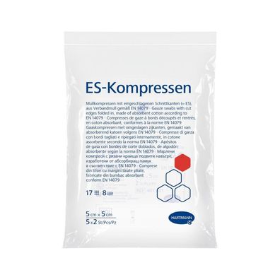 Hartmann ES-Kompressen 5 x 5 cm, 8-fach, steril - 5 x 2 Stück | Packung (10 Stück) -