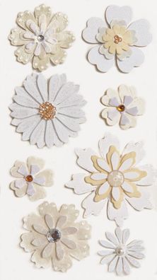 Heyda 203780708 Stick-On's-Mix „Blumen weiß“, 75 × 165 mm, weiß, 1 Blatt