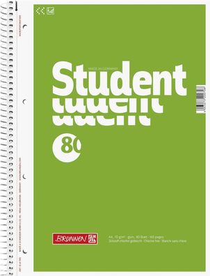 Brunnen 1067940 Collegeblock Student A4 unliniert Deckblatt: grün
