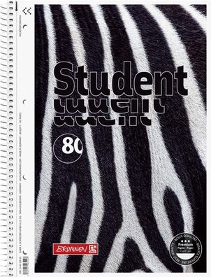 Brunnen 106752805 Collegeblock Premium Student „Zebra“, A4, 80 Blatt, Lineatur 28