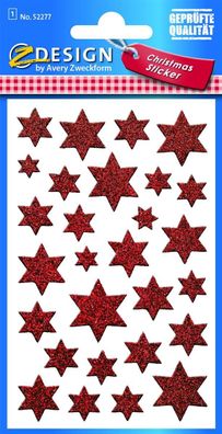 AVERY Zweckform 52277 ZDesign Weihnachts-Sticker Glamour rot(P)