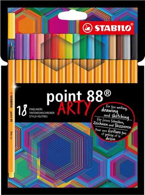 Stabilo® 8818/1-20 Fineliner point 88® Kartonetui ARTY - 18 Farben sortiert