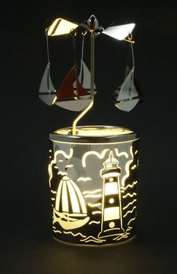 Windlicht Karussell Segelboot Glas Votivglas Leuchtglas Boot Teelichthalter