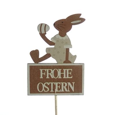 Scheulen Oster-Stecker Häsin Vintage Creme & Braun mit Schriftzug - Holz