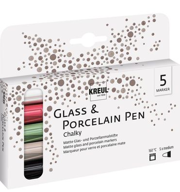 KREUL Glass & Porcelain Pen Chalky medium 5er Set