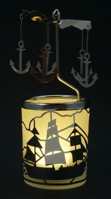 Windlicht Karussell Schiff Glas Votivglas Boot Leuchtglas Teelichthalter
