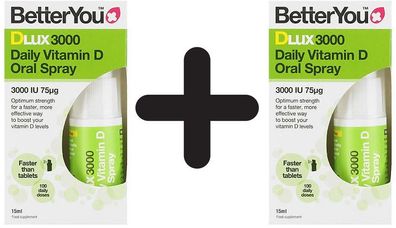 2 x DLux 3000, Daily Vitamin D Oral Spray - 15 ml.