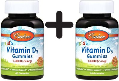2 x Kid's Vitamin D3 Gummies, 1000 IU - 60 gummies