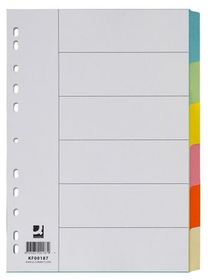 Q-Connect® KF00187 Farbregister - blanko, A4, Manila Karton, 6 Blatt + Deckblatt