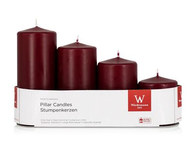 Wiedemann 218160067 Stumpenkerze - 4er Stufenset, bordeaux