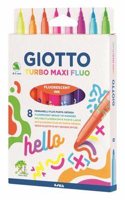 GIOTTO F453800 Faserschreiberetui Maxi Fluo - 6 fluoreszierenden Farben
