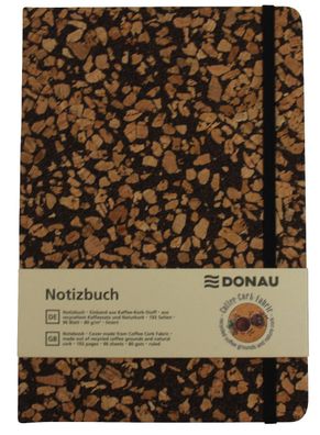 DONAU 1350107-02 Notizbuch - A5, liniert, 96 Blatt, Recycling Kaffee-Kork-Stoff