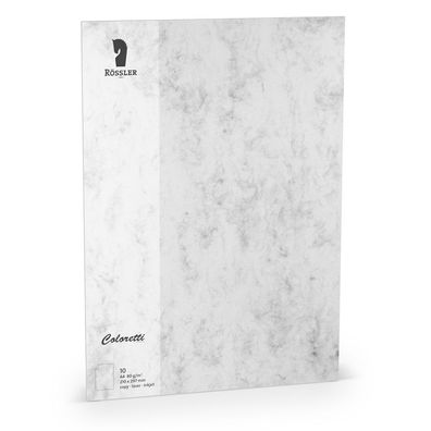 Rössler Papier 220701514 Coloretti Briefbogen - A4, 80g, 10 Blatt, grau marmora