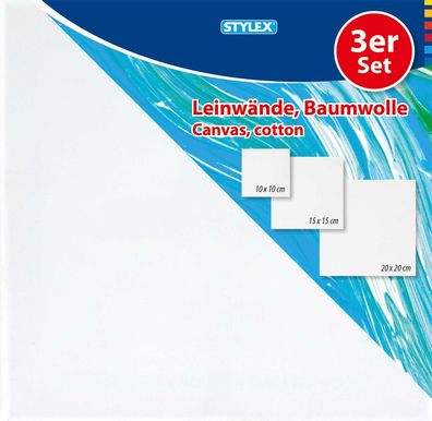 STYLEX® 28595 Keilrahmen - bespannt, 3er Set, weiß