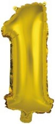amscan® 9909679 Folienballon Mini Zahl 1 - 35 cm, gold