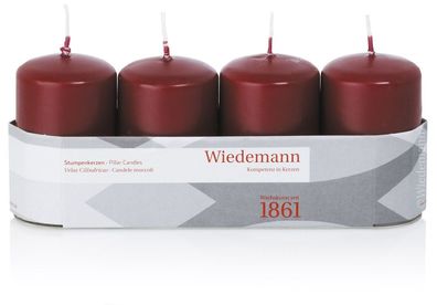 Wiedemann 218155.067 Stumpenkerze - 80 x 50 mm, 4 Stück, bordeaux