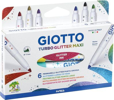 GIOTTO F426600 Faserschreiber Turbo Glitter Maxi - 6 Farben sortiert