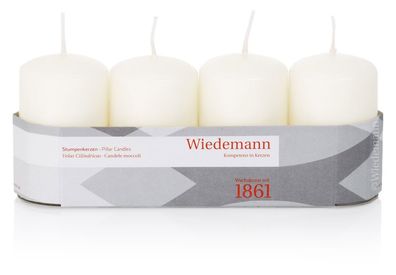 Wiedemann 218155.003 Stumpenkerze - 80 x 50 mm, 4 Stück, elfenbein