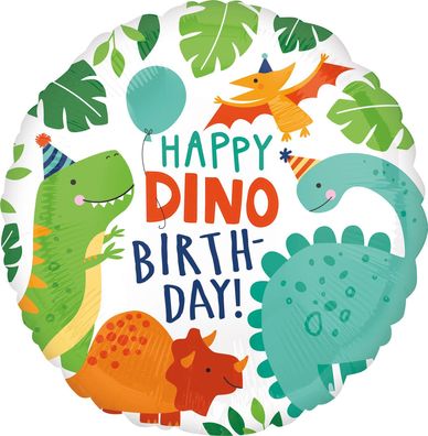 amscan® 4066701 Folienballon Dinosaurier Happy Birthday - Ø 43 cm