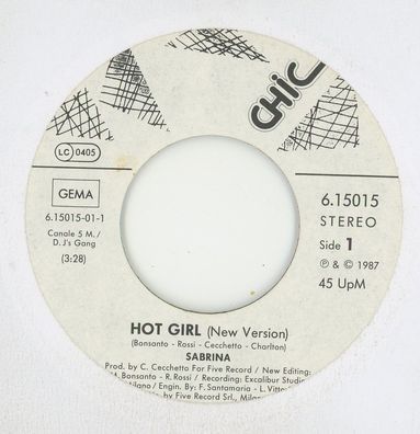 7" Sabrina - Hot Girl ( New Version / Ohne Cover )