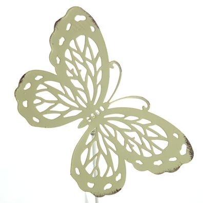 Scheulen Blumenstecker Farfalle Schmetterling Beige-Gelb 10 cm x 26 cm - Metall
