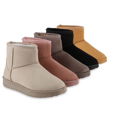 VAN HILL Damen Warm Gefüttert Winter Boots Stiefeletten Profil-Sohle Schuhe 840090