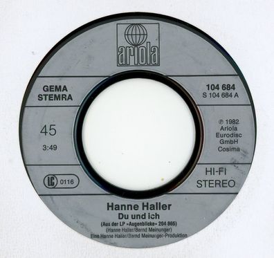 7" Hanne Haller - Du & Ich ( Ohne Cover )
