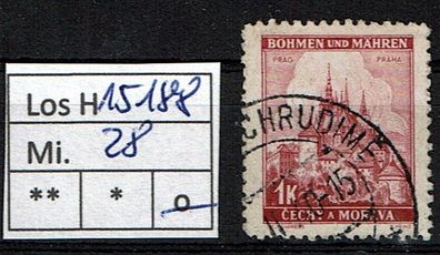 Los H15188: Böhmen & Mähren Mi. 28, gest.