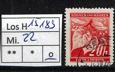 Los H15189: Böhmen & Mähren Mi. 22, gest.