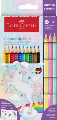 FABER-CASTELL 201542 Buntstifte Colour GRIP Einhorn - 10 + 3 Farben, Kartonetui ...