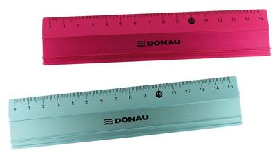 DONAU 5420100-99 Lineal Alu - 15 cm, farbig sortiert